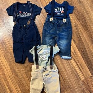 Baby Suspender Jeans and Onesie Set of 3
